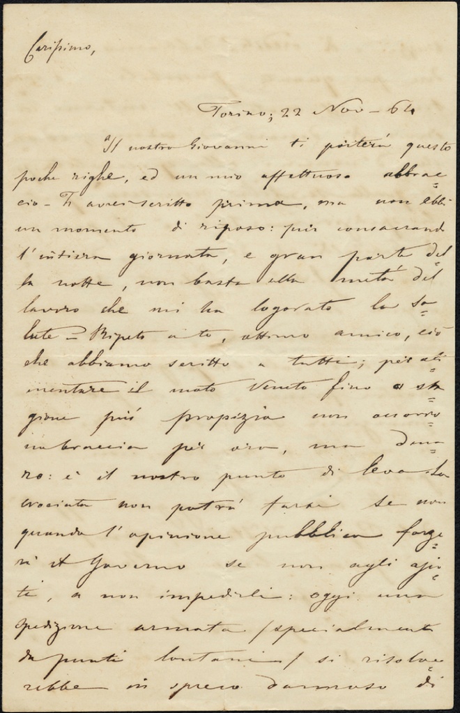 Lettera manoscritta inviata da Benedetto Cairoli a Giorgio Asproni : 4
