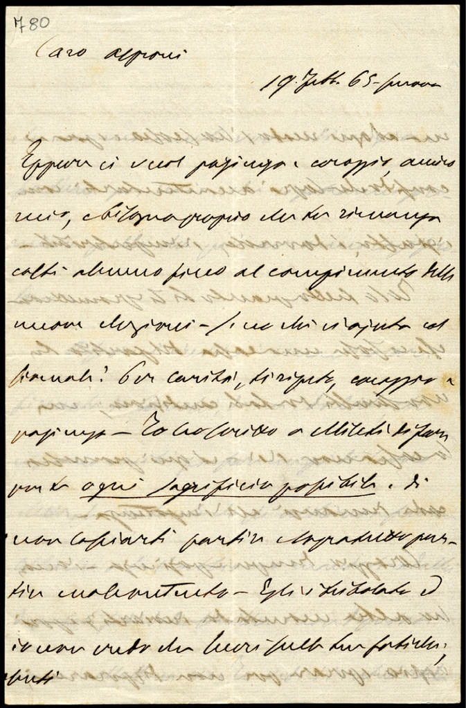 Lettera manoscritta inviata da A. Bertani a Giorgio Asproni : 6