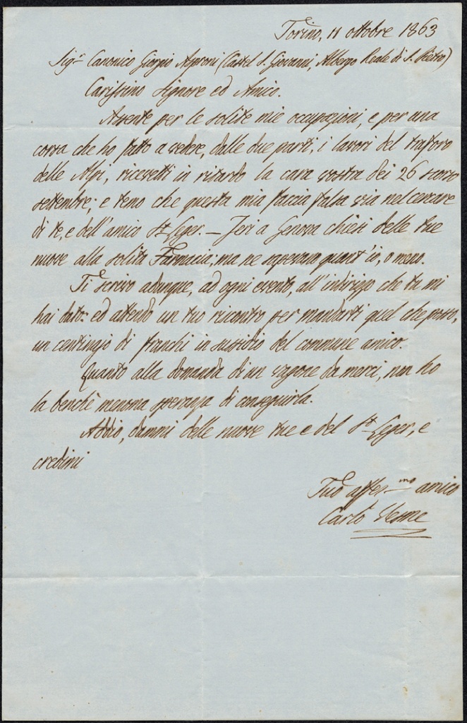 Lettera manoscritta inviata da Guillon di Saint Leger a Giorgio Asproni : 62