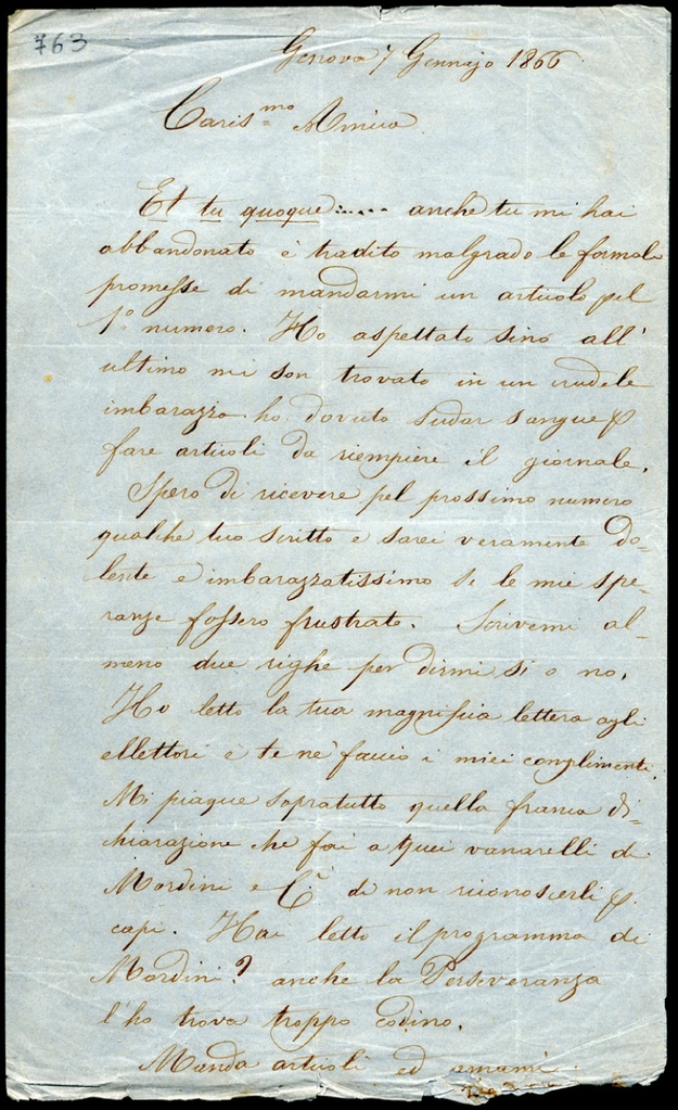 Lettera manoscritta inviata da F. Campanella a Giorgio Asproni : 7