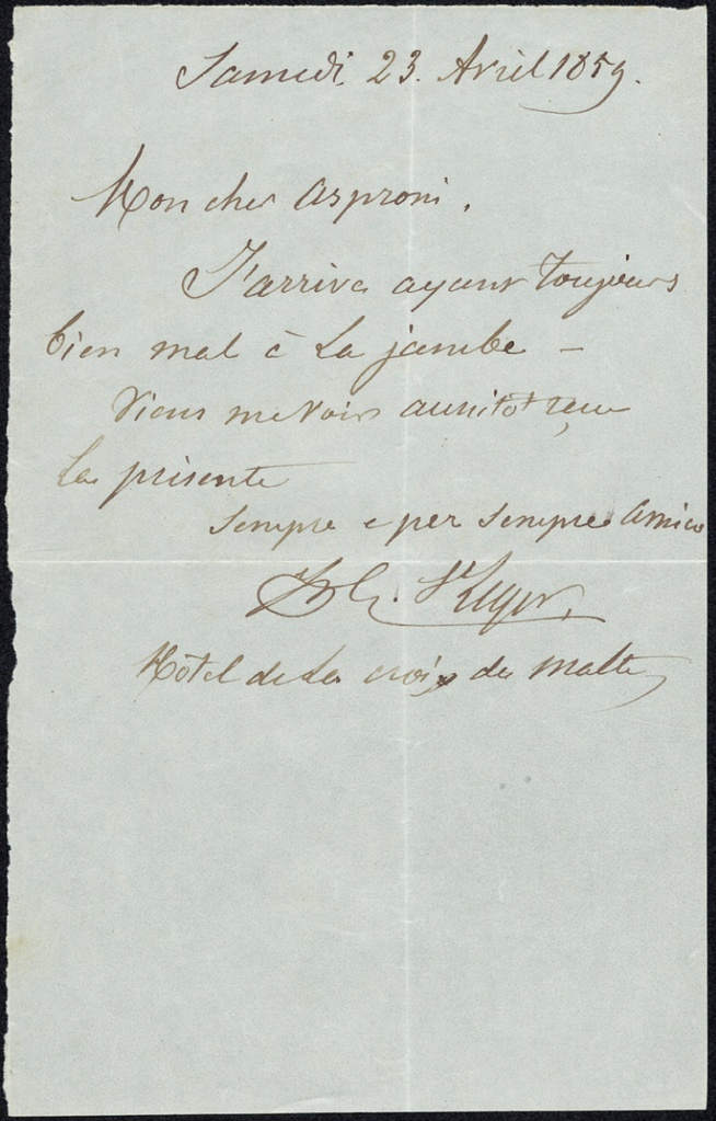Lettera manoscritta inviata da Guillon di Saint Leger a Giorgio Asproni : 23