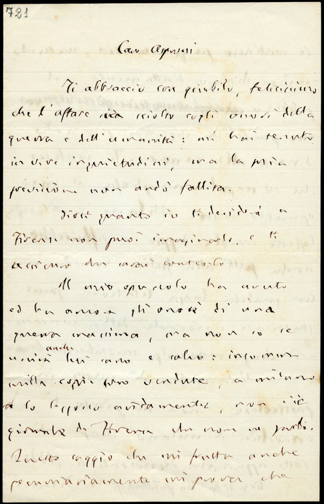 Lettera manoscritta inviata da G. Ferrari a Giorgio Asproni : 4