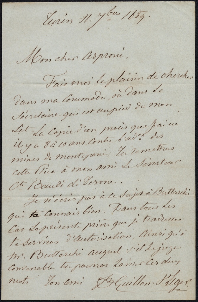 Lettera manoscritta inviata da Guillon di Saint Leger a Giorgio Asproni : 12