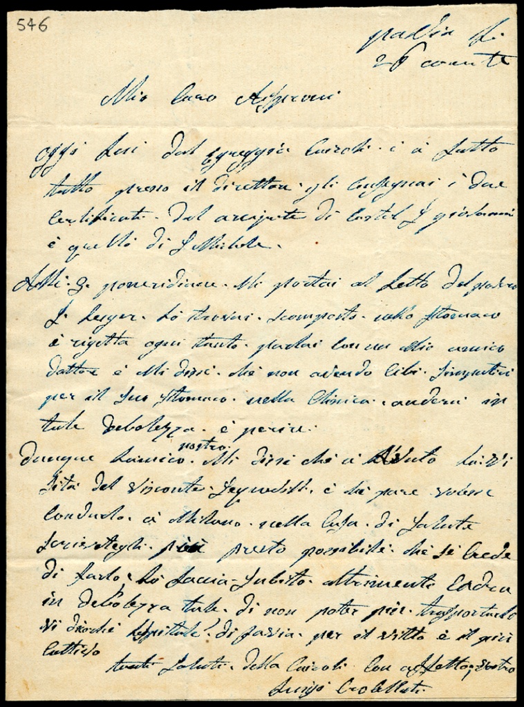Lettera manoscritta inviata da Luigi Crobellati a Giorgio Asproni : 5