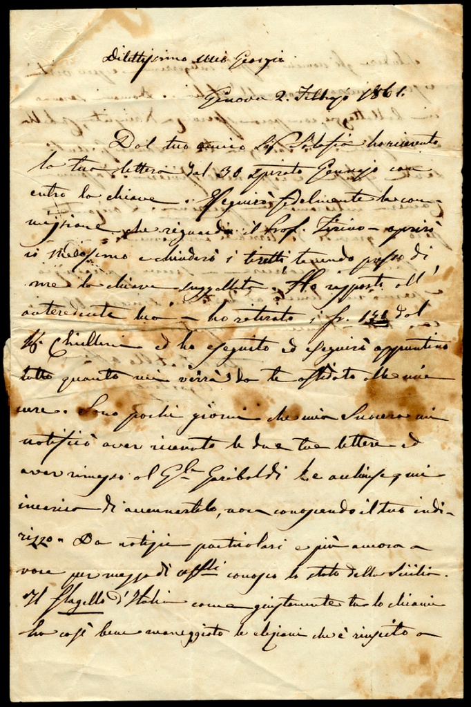 Lettera manoscritta inviata da Agostino Nicolari a Giorgio Asproni : 12