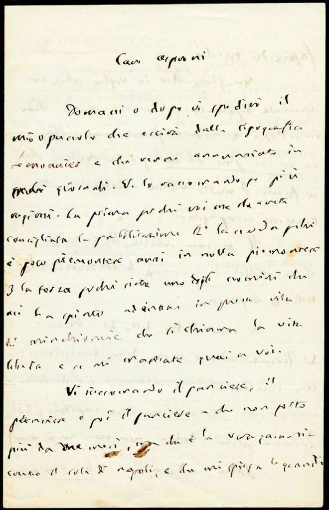 Lettera manoscritta inviata da G. Ferrari a Giorgio Asproni : 3