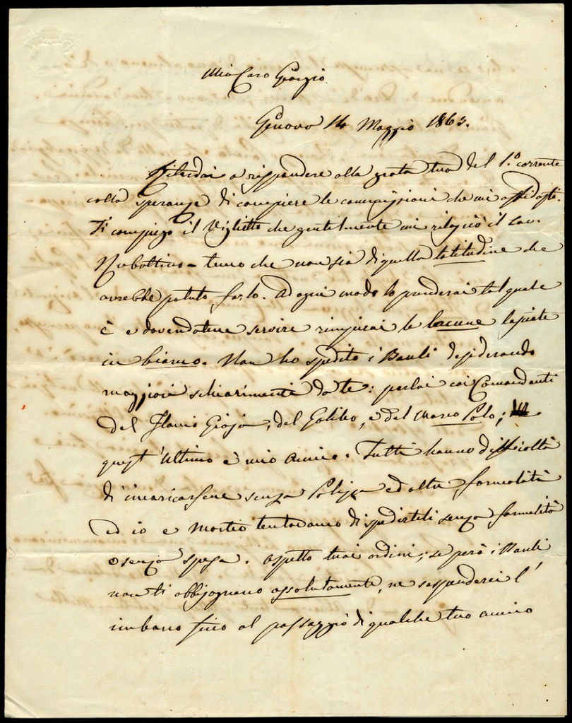 Lettera manoscritta inviata da Agostino Nicolari a Giorgio Asproni : 7