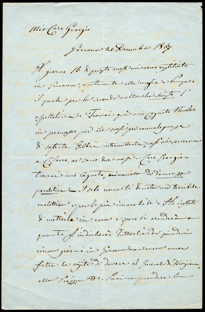 Lettera manoscritta inviata da Agostino Nicolari a Giorgio Asproni : 5