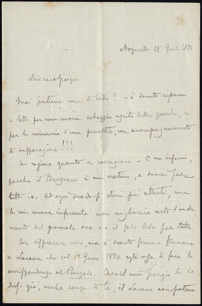 Lettera manoscritta inviata da Iacopo Comin a Giorgio Asproni : 8