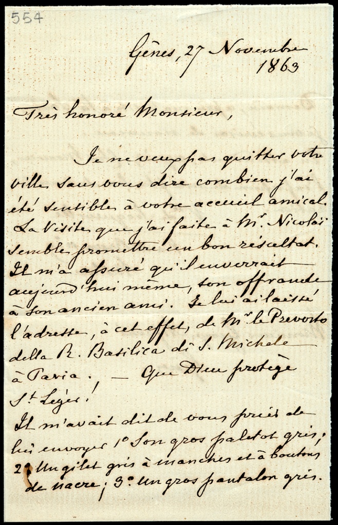 Lettera manoscritta inviata da Visconte de Secqueville a Giorgio Asproni : 2