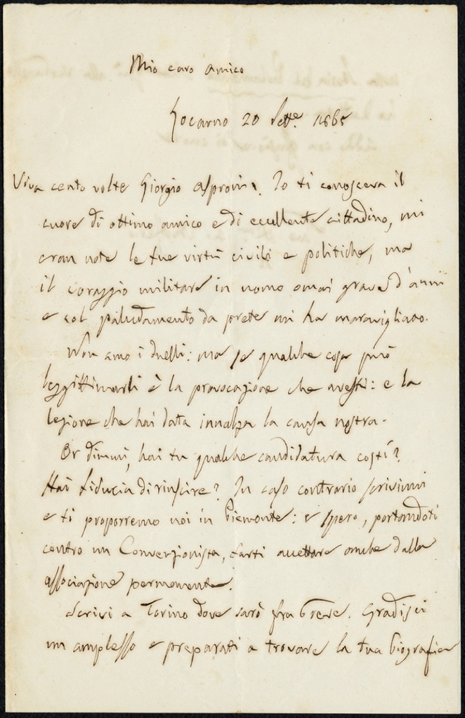 Lettera manoscritta inviata da Angelo Brofferio a Giorgio Asproni : 13