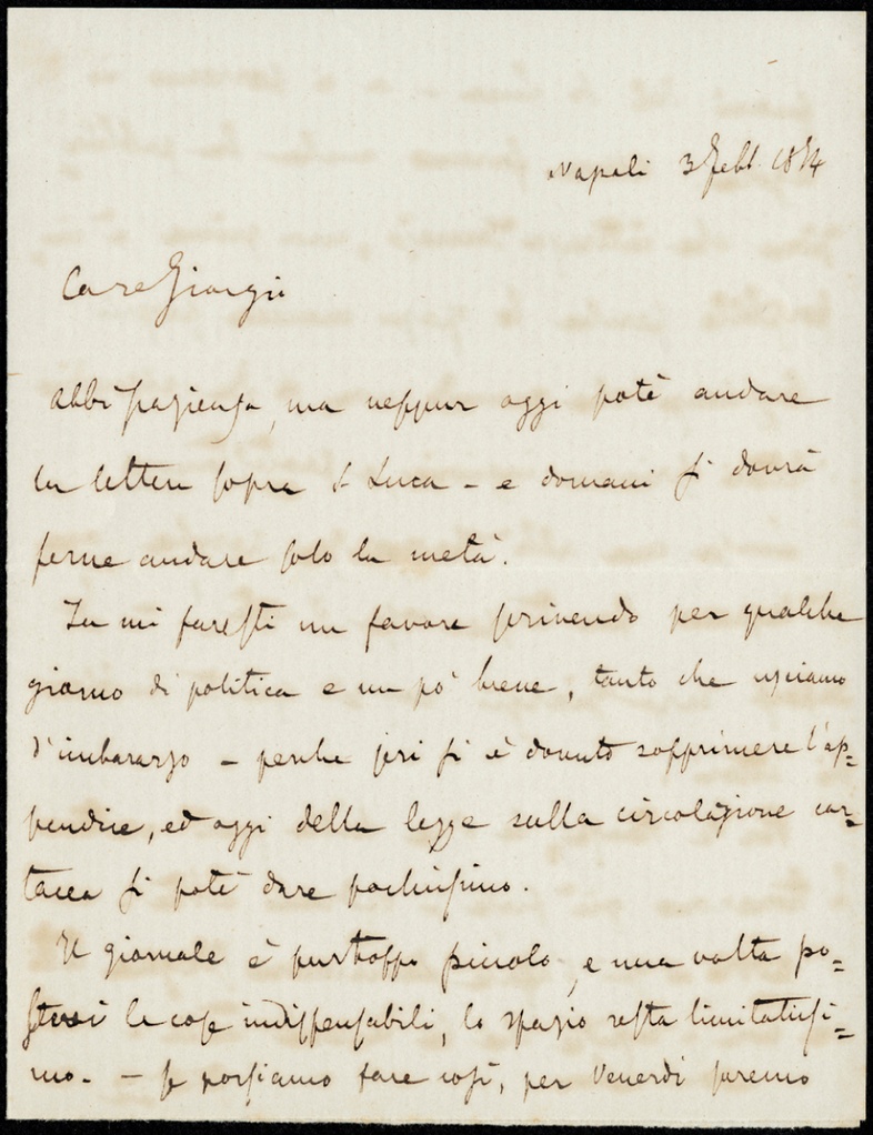 Lettera manoscritta inviata da Iacopo Comin a Giorgio Asproni : 15