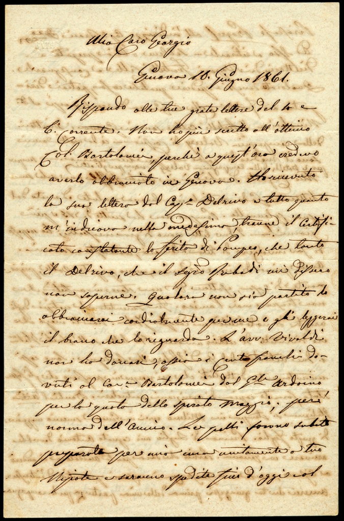 Lettera manoscritta inviata da Agostino Nicolari a Giorgio Asproni : 10