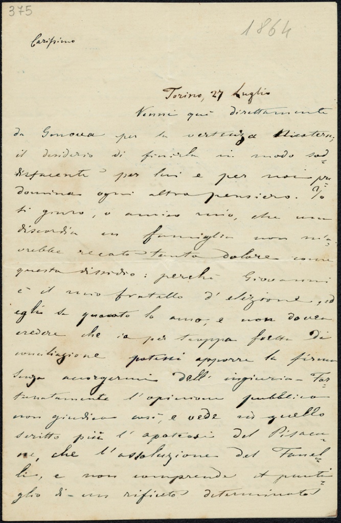 Lettera manoscritta inviata da Benedetto Cairoli a Giorgio Asproni : 2