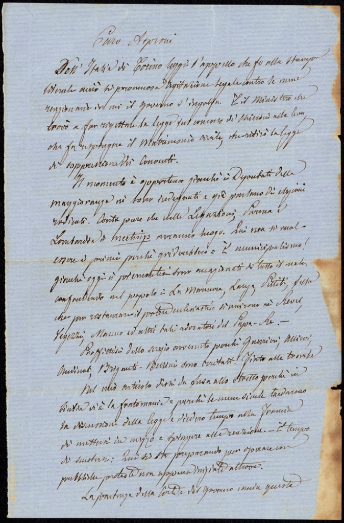 Lettera manoscritta inviata da G. Vegezzi Ruscalla a Giorgio Asproni : 2