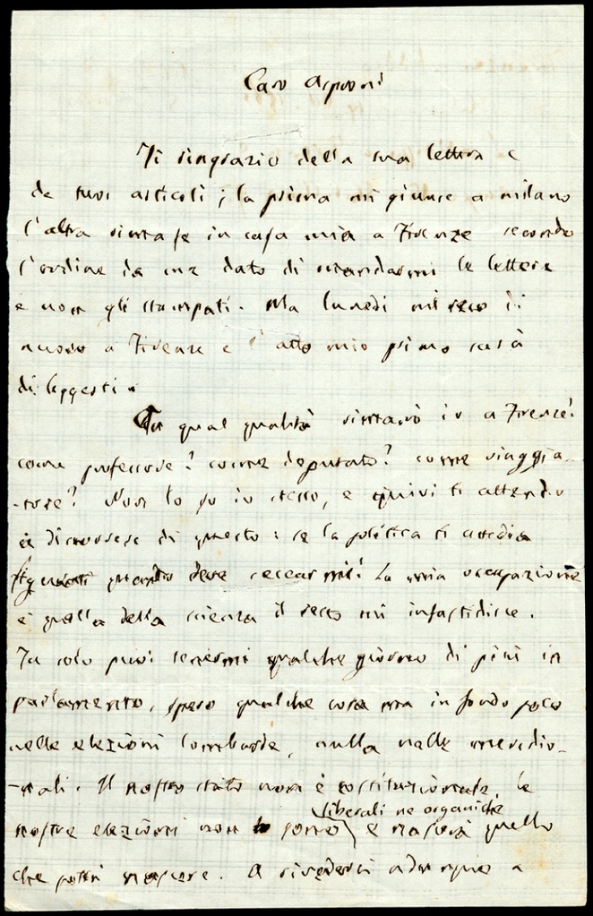 Lettera manoscritta inviata da G. Ferrari a Giorgio Asproni : 2
