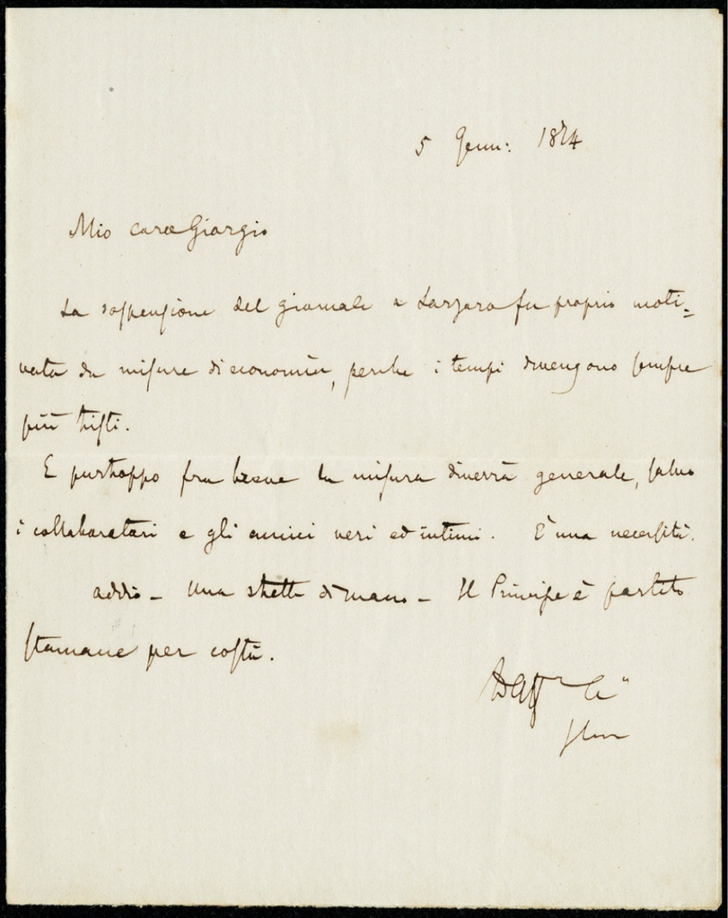 Lettera manoscritta inviata da Iacopo Comin a Giorgio Asproni : 12