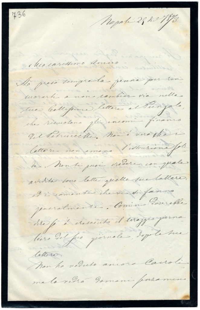 Lettera manoscritta inviata da F. Palasciano a Giorgio Asproni : 1