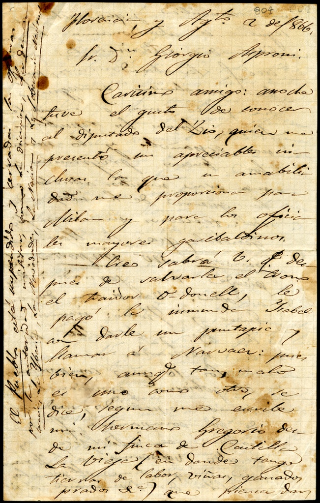 Lettera manoscritta inviata da E. Garcia Ruiz a Giorgio Asproni : 4