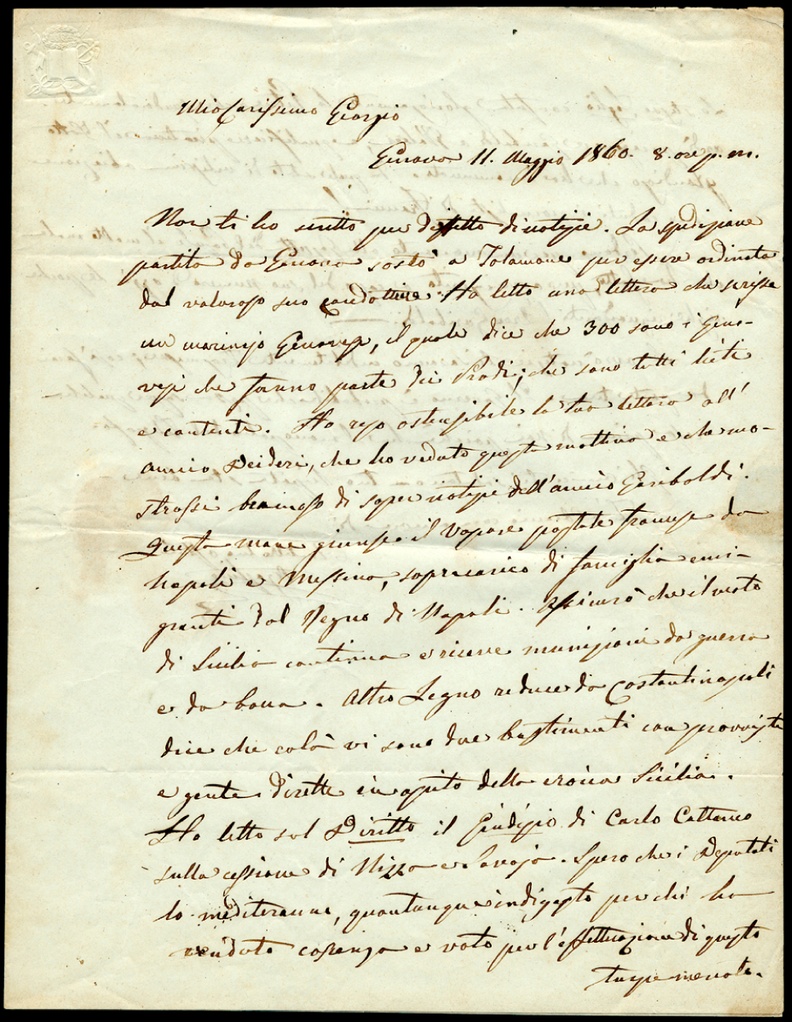 Lettera manoscritta inviata da Agostino Nicolari a Giorgio Asproni : 26