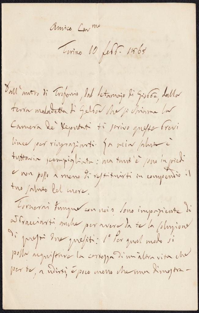 Lettera manoscritta inviata da Angelo Brofferio a Giorgio Asproni : 12