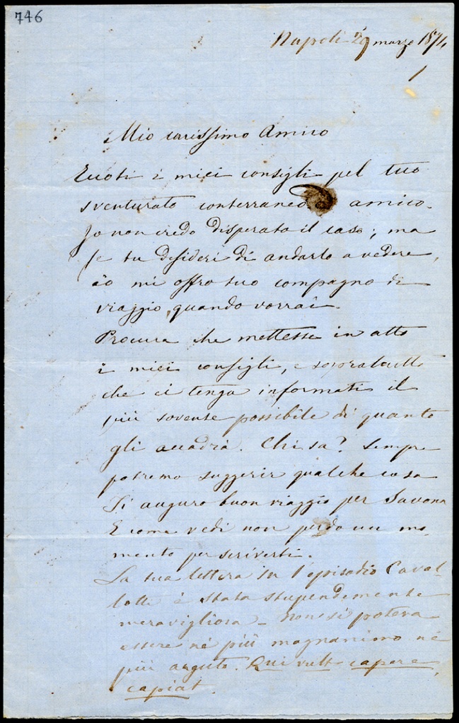 Lettera manoscritta inviata da F. Palasciano a Giorgio Asproni : 11