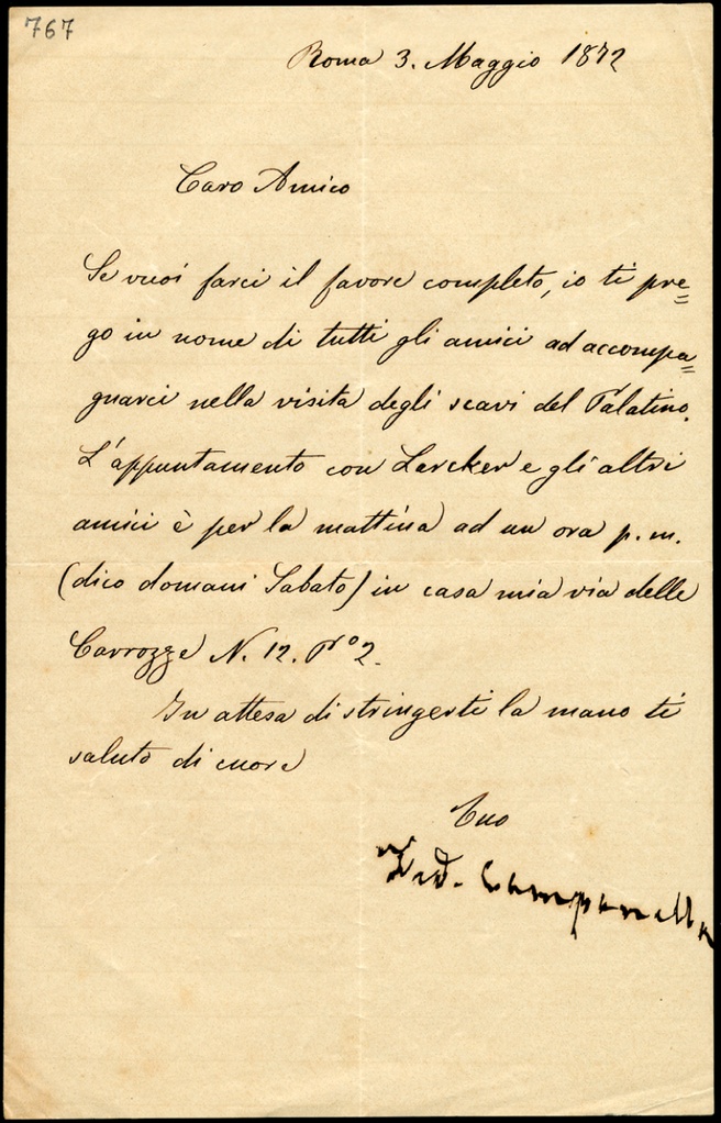 Lettera manoscritta inviata da F. Campanella a Giorgio Asproni : 11