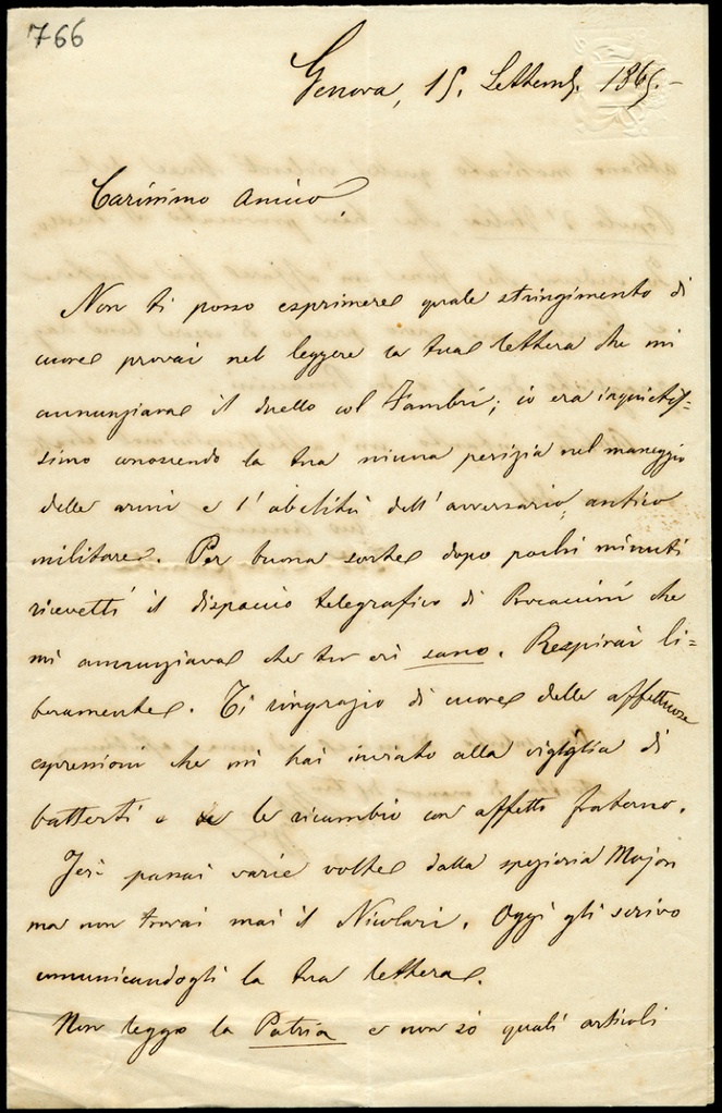 Lettera manoscritta inviata da F. Campanella a Giorgio Asproni : 10