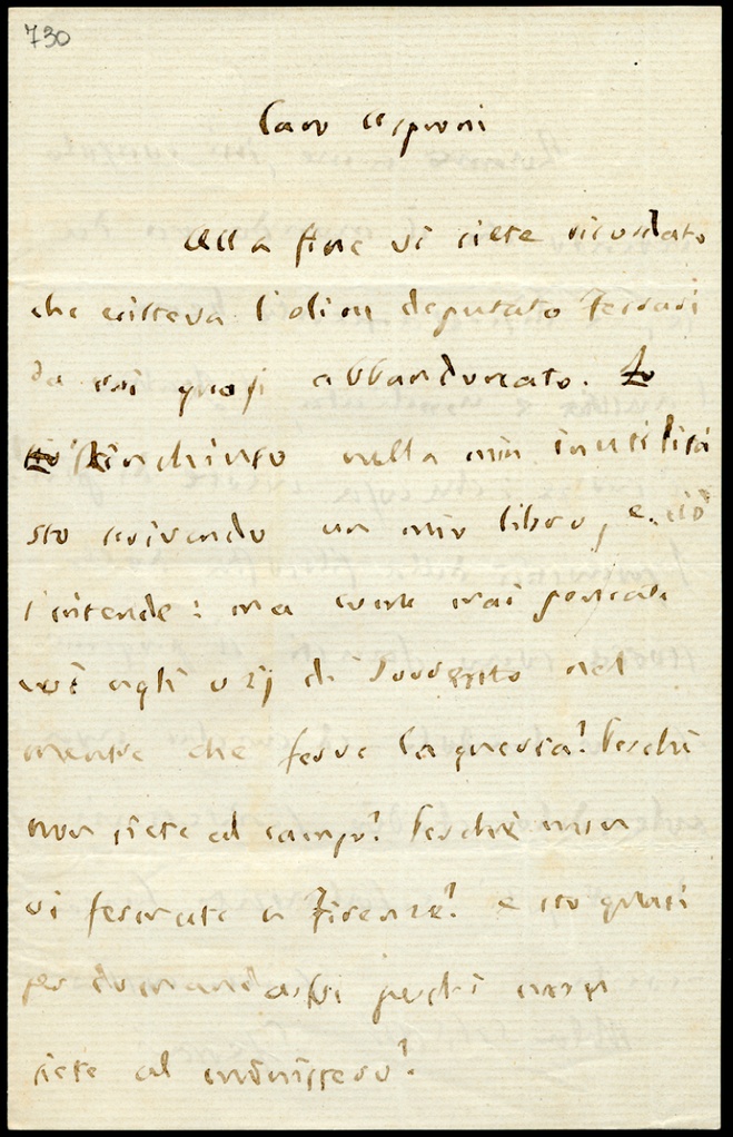 Lettera manoscritta inviata da G. Ferrari a Giorgio Asproni : 13