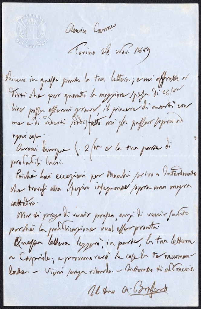 Lettera manoscritta inviata da Angelo Brofferio a Giorgio Asproni : 3