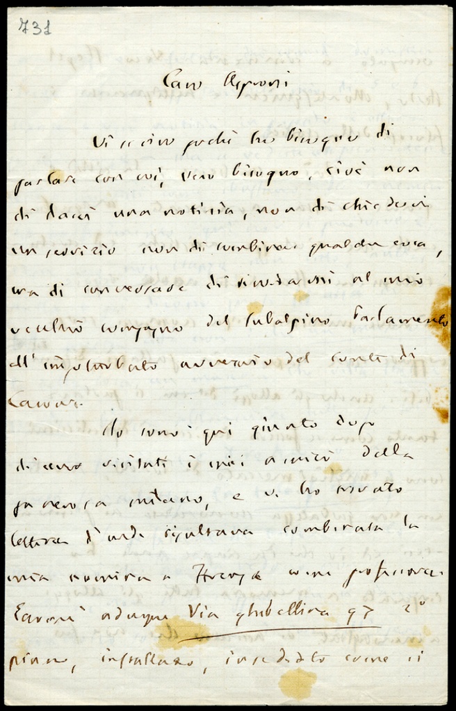 Lettera manoscritta inviata da G. Ferrari a Giorgio Asproni : 14