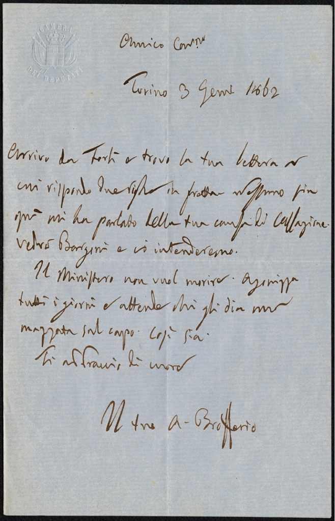 Lettera manoscritta inviata da Angelo Brofferio a Giorgio Asproni : 10