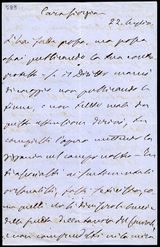 Lettera manoscritta inviata da A. Bertani a Giorgio Asproni : 15