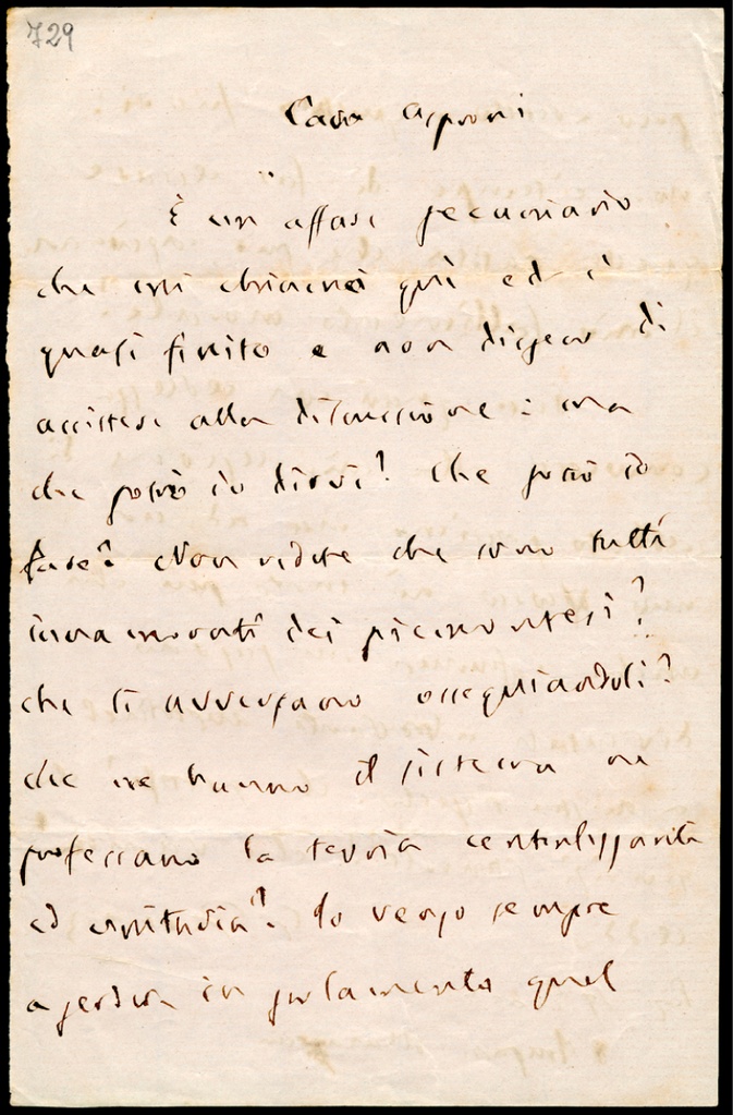 Lettera manoscritta inviata da G. Ferrari a Giorgio Asproni : 12