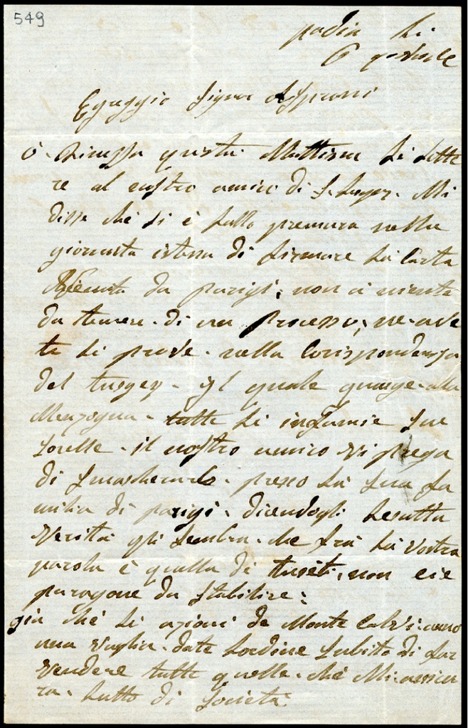 Lettera manoscritta inviata da Luigi Crobellati a Giorgio Asproni : 8