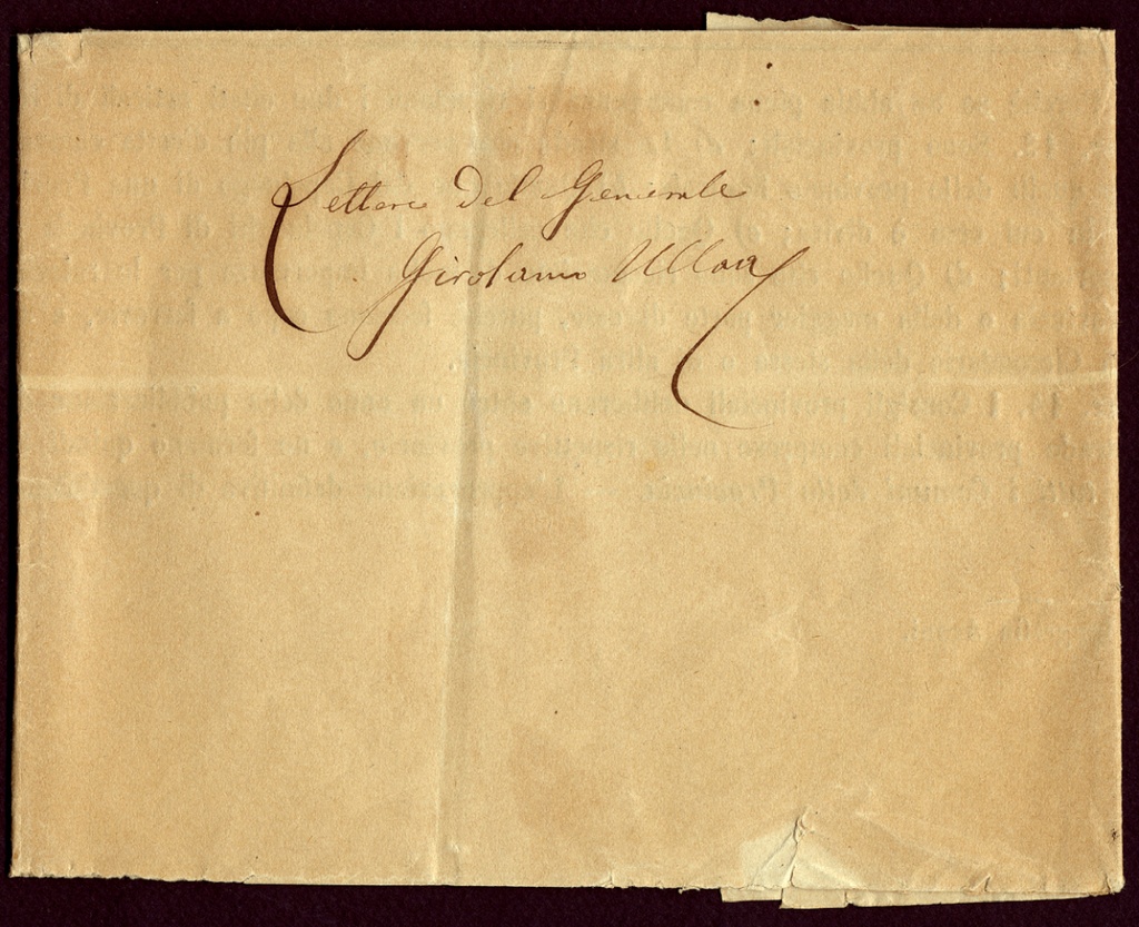 Fascetta di raccolta lettere del carteggio Girolamo Ulloa