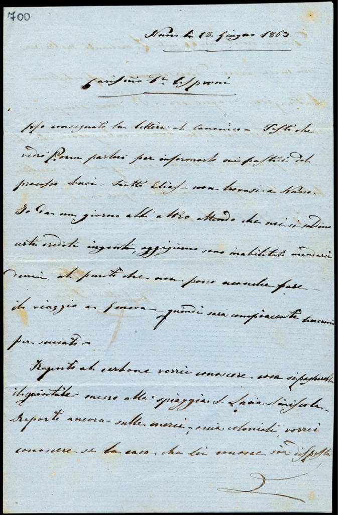 Lettera manoscritta inviata da G. Gallisai Serra a Giorgio Asproni : 17