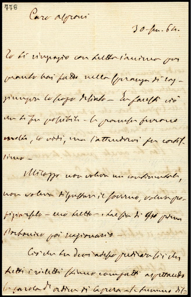 Lettera manoscritta inviata da A. Bertani a Giorgio Asproni : 4