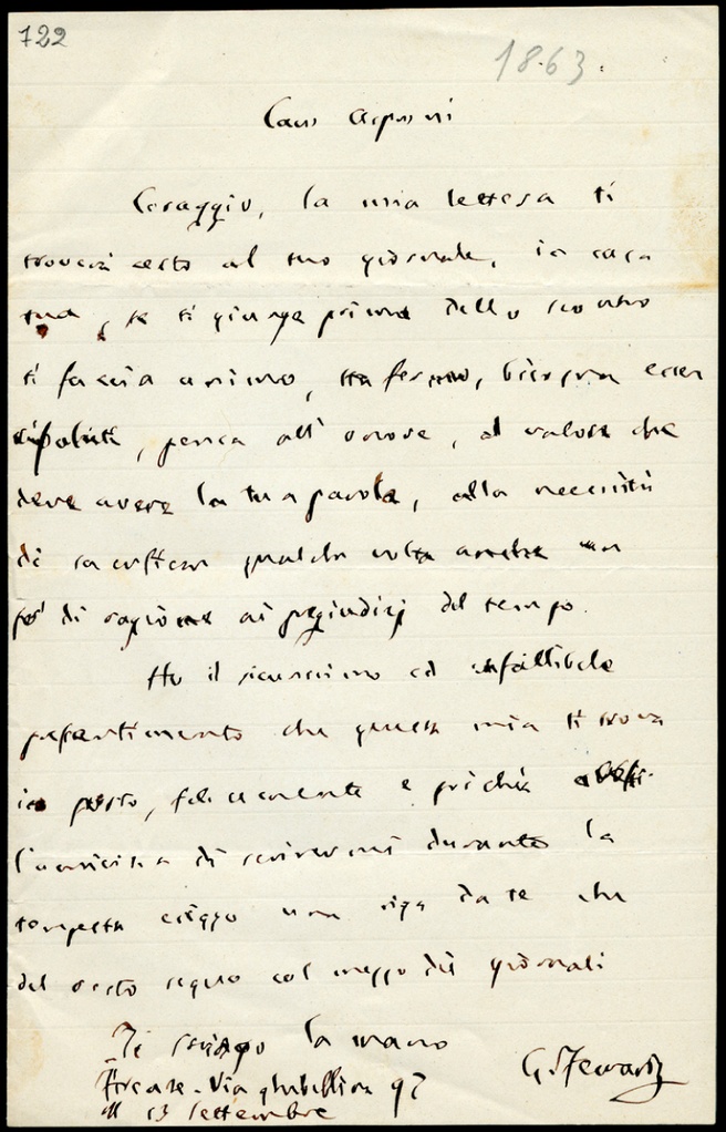 Lettera manoscritta inviata da G. Ferrari a Giorgio Asproni : 5
