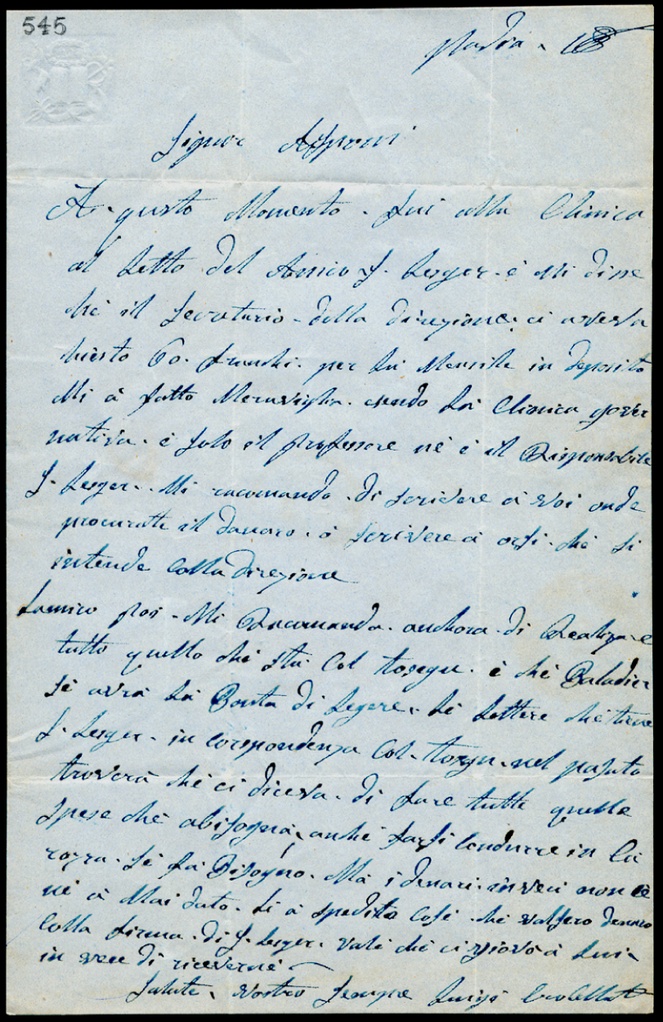 Lettera manoscritta inviata da Luigi Crobellati a Giorgio Asproni : 4