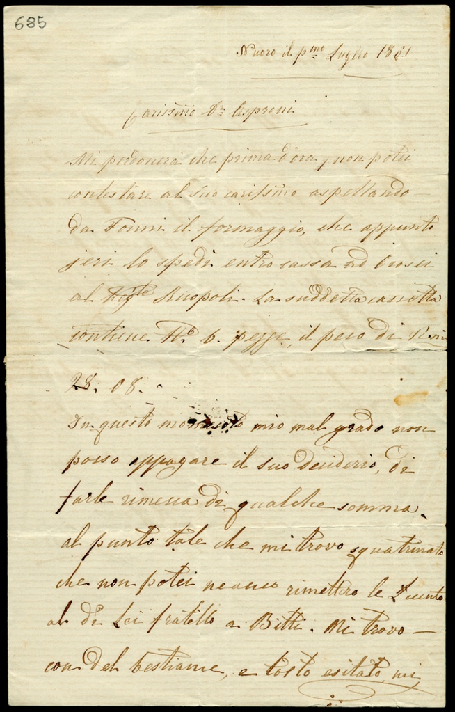 Lettera manoscritta inviata da G. Gallisai Serra a Giorgio Asproni : 2