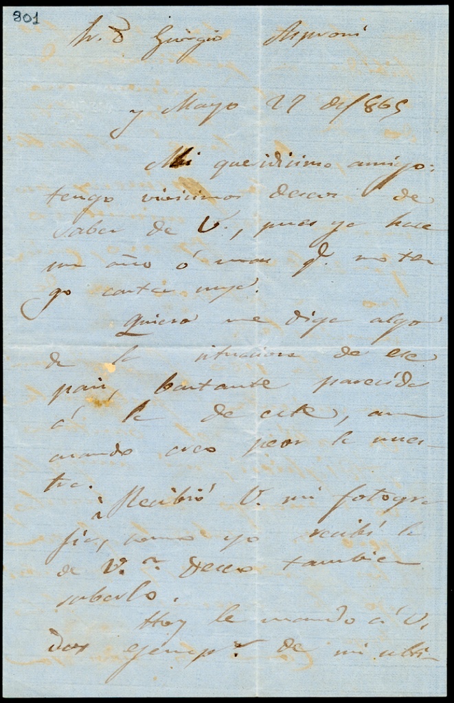 Lettera manoscritta inviata da E. Garcia Ruiz a Giorgio Asproni : 1