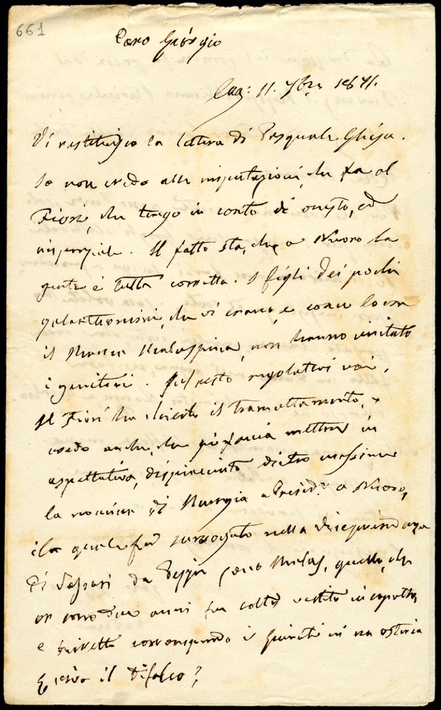 Lettera manoscritta inviata da Pedin a Giorgio Asproni : 1