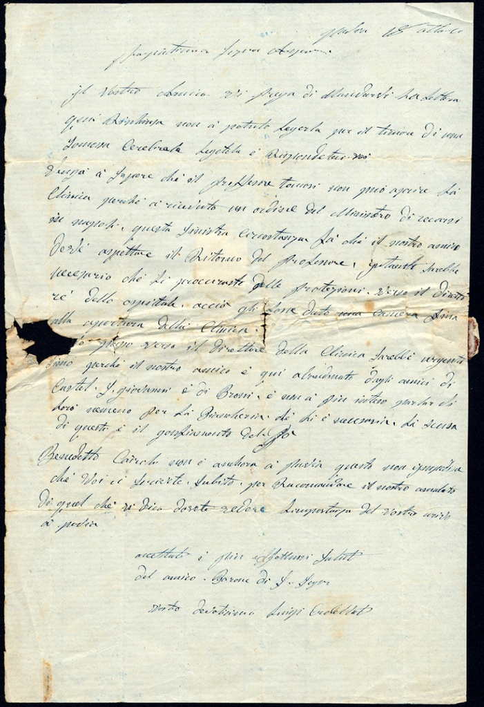 Lettera manoscritta inviata da Luigi Crobellati a Giorgio Asproni : 1
