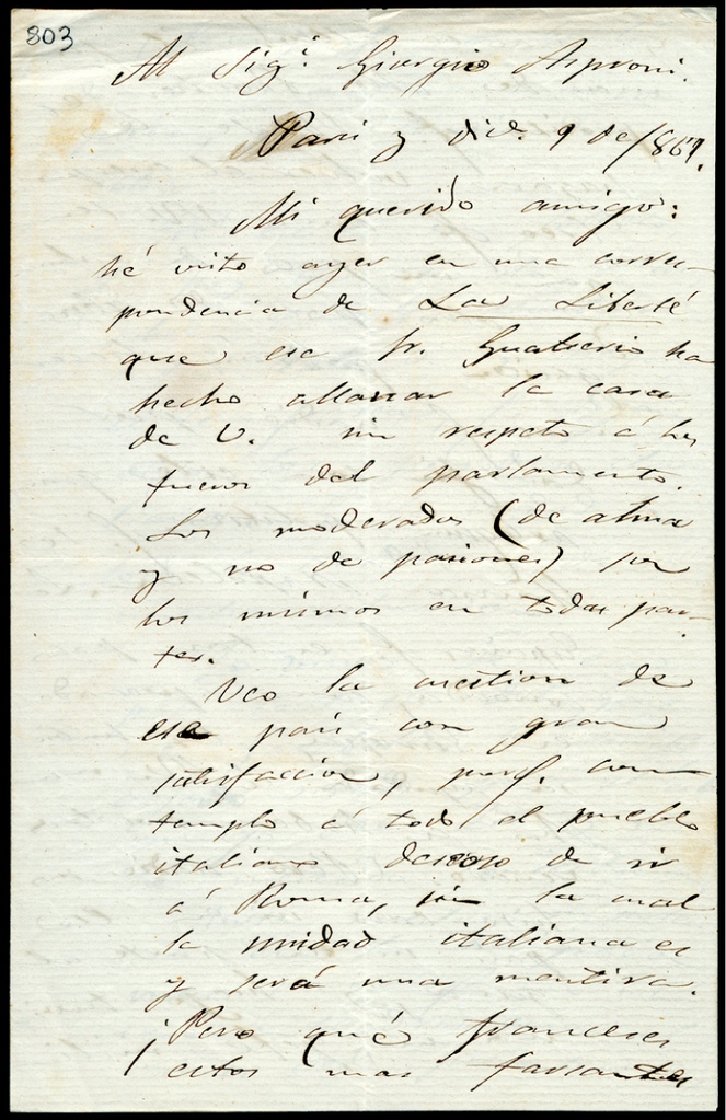 Lettera manoscritta inviata da E. Garcia Ruiz a Giorgio Asproni : 3