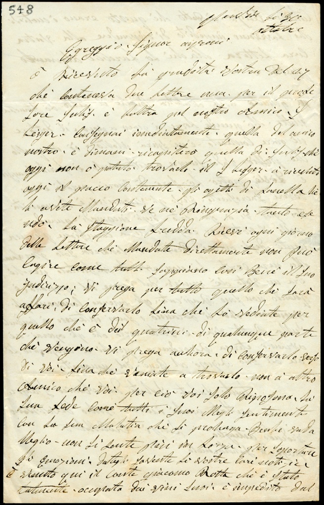 Lettera manoscritta inviata da Luigi Crobellati a Giorgio Asproni : 7