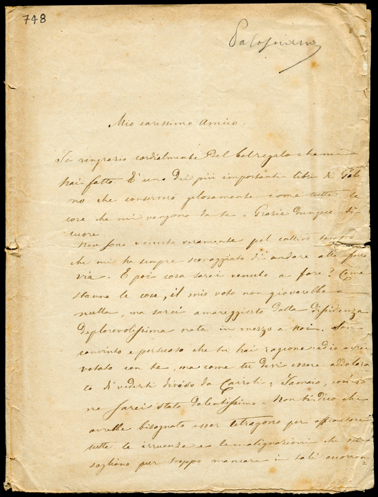 Lettera manoscritta inviata da F. Palasciano a Giorgio Asproni : 13