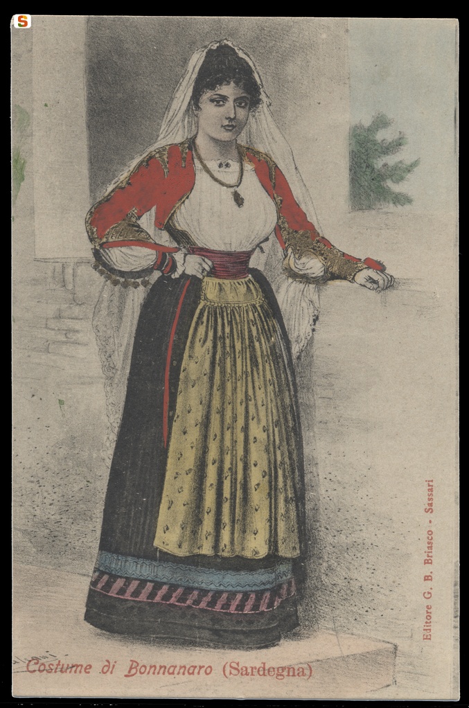 Bonnanaro, illustrazione di donna con abito tradizionale
