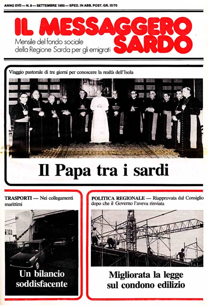 Il Messaggero Sardo, settembre 1985