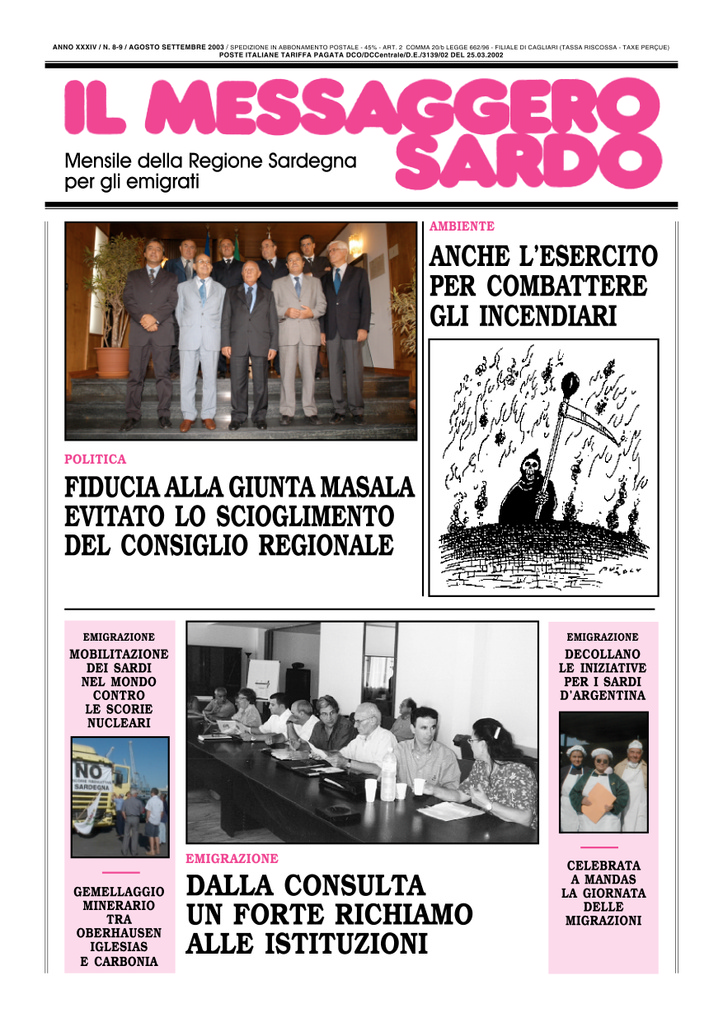 Il Messaggero Sardo, agosto-settembre 2003